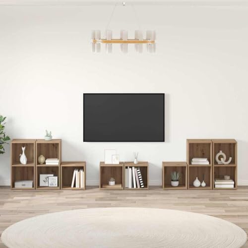 Aiious TV-Schrank Set 8 pcs Artisan Eiche Holzwerkstoff von Aiious