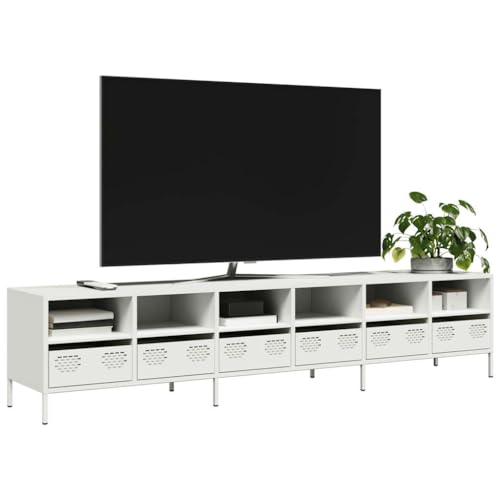 Aiious Modernes TV-Regal aus robustem Kaltstahl mit viel Stauraum f¨¹r Wohn- und Schlafzimmer, ideal f¨¹r Fernseher Stereoanlagen und Dekoration, pflegeleicht und stabil von Aiious