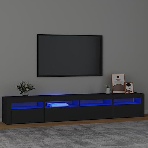 Aiious LED-Beleuchteter TV-Schrank mit Mehrfarbigen Lichteffekten, Robustem Holzwerkstoff, Gro?z¨¹gigem Stauraum und Dekorativer Ablagefl?Che f¨¹r das Wohnzimmer von Aiious