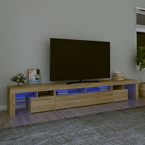Aiious TV-Schrank mit LED-Beleuchtung, modernes Design, gro?er Stauraum, Holzwerkstoff, ideal f¨¹r Wohnzimmer, f¨¹r Dekoration und Medien, einfache Montage, Ben?tigt Externe 5V Stromquelle von Aiious