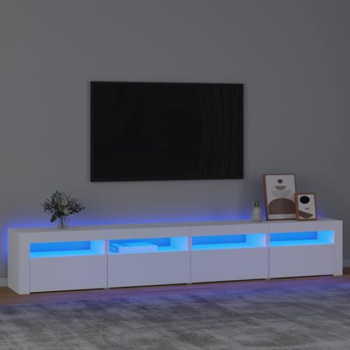 Aiious TV Schrank mit LED Beleuchtung, RGB Farbwechsel, Modernes Design, Gro?er Stauraum, Holzoptik, F¨¹r Wohnzimmer Dekoration und Medienablage, Einfache Montage von Aiious