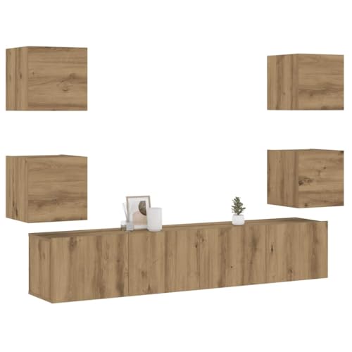 Aiious TV-Wandschr?nke 6 STK. Artisan-Eiche Holzwerkstoff von Aiious