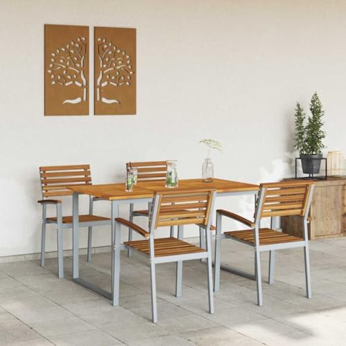Aiious Garten Tischset 5 Personen Grau Braun Akazienholz Outdoor von Aiious