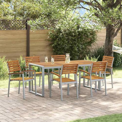 Aiious Outdoor Essgruppe 7 Personen Grau Braun Akazienholz Tisch Stuhl Set Gartenm?Bel Aiious Outdoor Essgruppe 7 Personen Grau Braun Akazienholz Tisch Stuhl Set Gartenm?Bel von Aiious