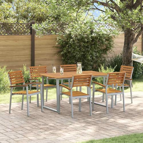 Aiious Garten Esszimmer Set 7 Personen Grau Braun Massivholz Aiious Garten Esszimmer Set 7 Personen Grau Braun Massivholz von Aiious