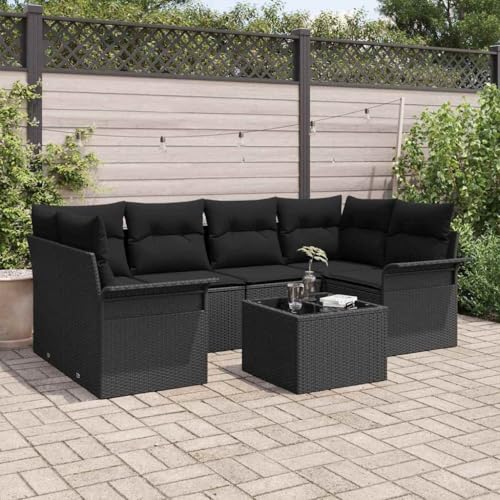 Aiious Modernes Gartensofa Set in Schwarz mit 7 Komponenten f¨¹r drinnen und drau?en Aiious Modernes Gartensofa Set in Schwarz mit 7 Komponenten f¨¹r drinnen und drau?en von Aiious