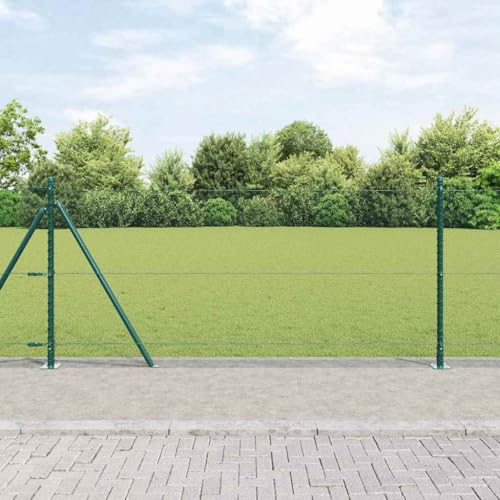 Gartenabgrenzung Stahlzaun Gruen 1 x 50 m mit Pfosten fuer Tierhaltung und Privatsphaere von Aiious