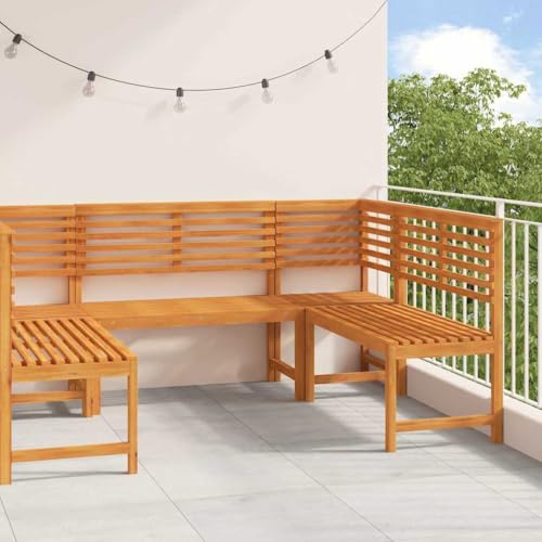Aiious Rustikales Akazienholz Bankset 5 St¨¹ck Braun Wetterbest?ndig von Aiious