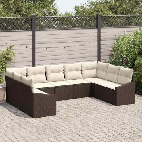 Aiious Stilvolles 9-teiliges Gartensofa-Set in Braun mit wetterbest?ndigen Materialien Aiious Stilvolles 9-teiliges Gartensofa-Set in Braun mit wetterbest?ndigen Materialien von Aiious