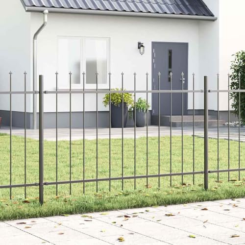 Gartenzaun Stahl Pulverbeschichtet Grau 6,8 x 0,8 m Mit Industrie-Design Gartenzaun Stahl Pulverbeschichtet Grau 6,8 x 0,8 m Mit Industrie-Design von Aiious