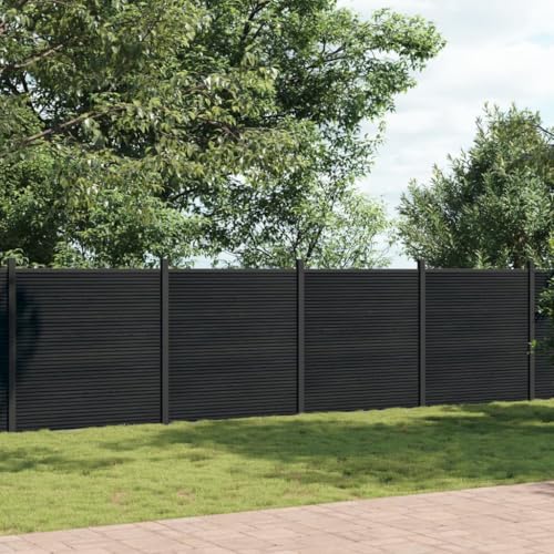 Gartenzaunelement aus Holz-Kunststoff-Verbund in Grau 699x186 cm fuer einfache Montage und flexible Anbringung von Aiious