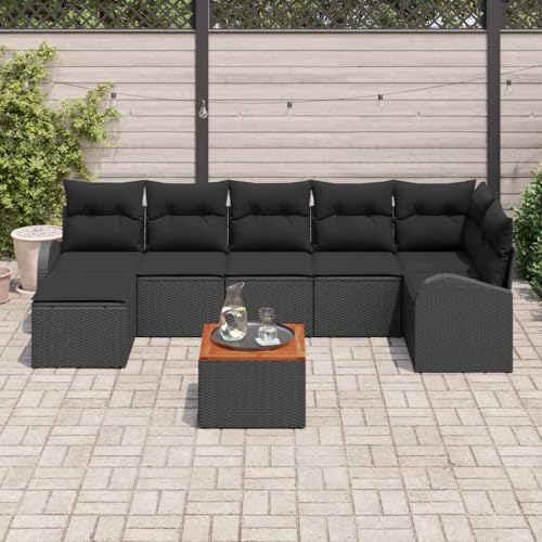 Aiious Poly Rattan Gartensofa-Set 8 Personen, schwarz, modular, mit Gartentisch und Hocker Aiious Poly Rattan Gartensofa-Set 8 Personen, schwarz, modular, mit Gartentisch und Hocker von Aiious