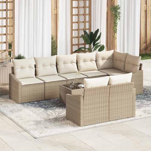 Wetterbestaendiges Gartensofa-Set aus Poly Rattan und Polyester ¨C 9 Teile Beige Wetterbestaendiges Gartensofa-Set aus Poly Rattan und Polyester ¨C 9 Teile Beige von Aiious