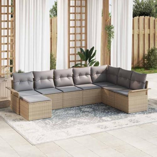 Aiious Robustes Outdoor Sofa Set 8 Stuecke Beige Poly Rattan mit verstellbaren F¨¹ssen Aiious Robustes Outdoor Sofa Set 8 Stuecke Beige Poly Rattan mit verstellbaren F¨¹ssen von Aiious