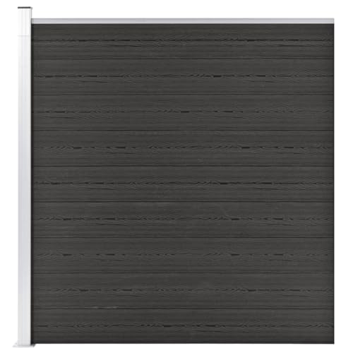 Robuster Holz-Kunststoff-Zaun Grau 175x186 cm mit Aluminiumprofil fuer einfache Montage von Aiious