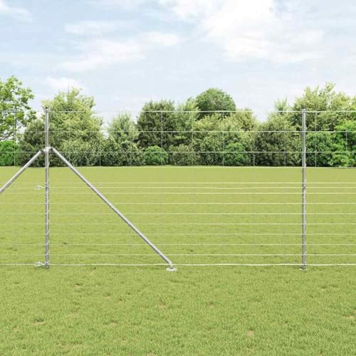 Robuster Metallzaun Silber 25 x 1.5 m Verzinkter Stahl Zaun fuer Gartengrenzen Tiergehege Sichtschutz fuer Aussenbereich Vielseitig Einsetzbarer Zaun fuer Dekoration und Sicherheit von Aiious
