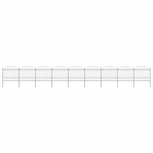 Robuster Stahl Gartenzaun mit horizontaler Stuetze und Speerspitzen 15,3 m Schwarz zum einfachen Montieren Robuster Stahl Gartenzaun mit horizontaler Stuetze und Speerspitzen 15,3 m Schwarz zum einfachen Montieren von Aiious