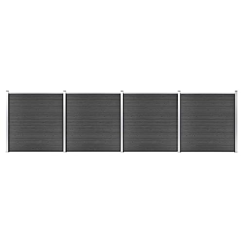 Wetterfester Kunststoff Holz-Zaun 699x186 cm Schwarz mit doppelseitigem Design von Aiious