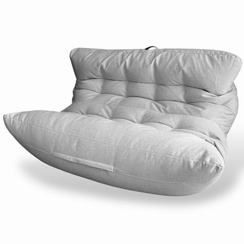 Aiire Doppel-Sitzsack für den Außenbereich, XXL, für 2 Personen, mit Füllung, ideal für Garten, Terrasse oder Wohnzimmer, Beanbag, Chair oder Sofa, Boden drinnen und draußen, Grau von Aiire