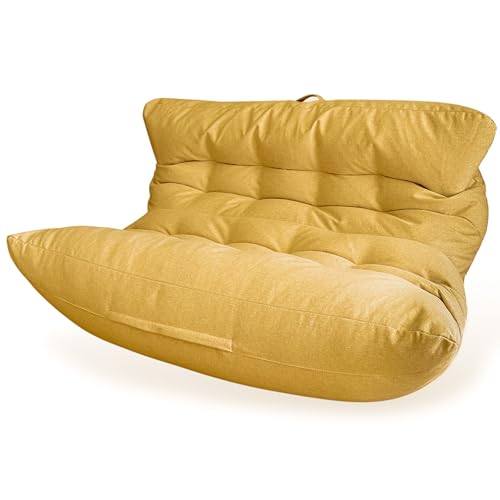 Aiire Doppelsitzer XXL Sitzsack – Riesiger Bean Bag für 2 Personen mit Füllung – Ideal zum Lesen, Entspannen oder Gaming – Sitzsack Sofa für Erwachsene oder Kinder – Gelb Aiire Doppelsitzer XXL Sitzsack – Riesiger Bean Bag für 2 Personen mit Füllung – Ideal zum Lesen, Entspannen oder Gaming – Sitzsack Sofa für Erwachsene oder Kinder – Gelb von Aiire