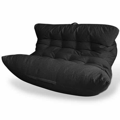 Aiire Großer XXL-Sitzsack für 2 Personen, mit Füllung, ideal zum Lesen, Entspannen oder Gamer – Bean Bag Chair Kinderbett oder Sofa für Erwachsene, Schwarz von Aiire