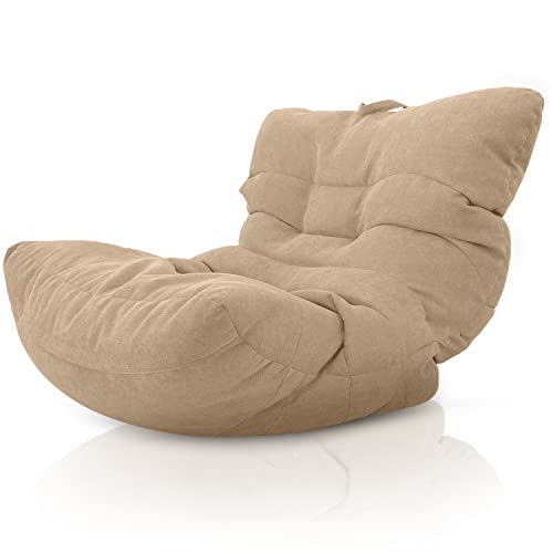 Aiire Relaxo Sitzsack XXL für Kuschelecke - Bean Bag Design mit Füllung - Riesen Sitzsäcke Erwachsene, Sitz Sack Flauschig - Bodenkissen Grob, Bodenstuhl, Bodensessel Beige von Aiire