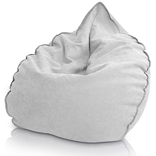 Aiire Luxuriöser, moderner Sitzsack mit Füllung, für Dekoration für Jugendzimmer, XXL, Bean Bag Chair oder großes Bodenkissen, Hellgrau von Aiire