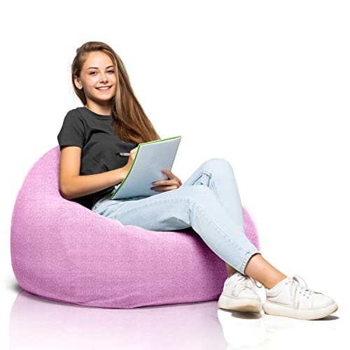 Aiire Relaxo Sitzsack Kinder mit Fullung - Bean Bag Chair für Erwachsene, Jungen und Kinder - Bodenkissen Grob, Chill Sessel für Kuschelecke – Gaming Sitzsäcke Rosa von Aiire