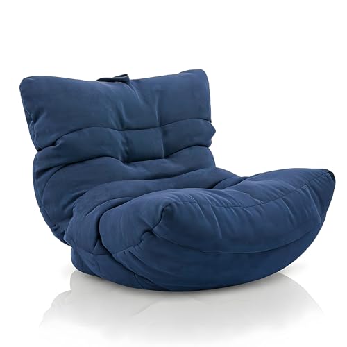 Aiire Relaxo Sitzsack Sessel für Kinder – Design Bean Bag Chair Flauschig für Kinderzimmer oder Wohnzimmer – Indoor Bodenstuhl Klein mit Füllung in Blau von Aiire