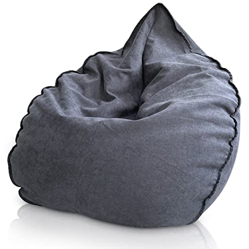 Aiire Relaxo Sitzsack XXL Design - Moderner Bean Bag Chair Flauschig mit Füllung für Erwachsene und Jungen - Luxuriöser Sitzsacke Sofa mit Lehne für Kuschelecke Grau von Aiire