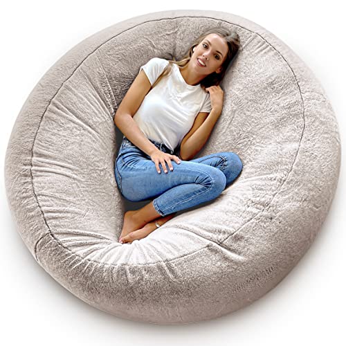 Aiire Riesen Sitzsack XXL 150 cm - Bean Bag Chair flauschig mit Füllung für Deko, Jungen und Kinder - Bodenkissen Grob, Chill Sessel für Kuschelecke – Relaxo Sitzsäcke Erwachsene Grau von Aiire