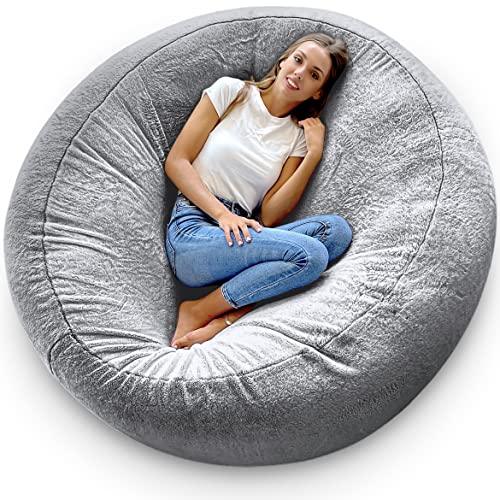 Aiire Riesen Sitzsack XXL 150 cm - Bean Bag Chair flauschig mit Füllung für Deko, Jungen und Kinder - Bodenkissen Grob, Chill Sessel für Kuschelecke – Relaxo Sitzsäcke Erwachsene Grau von Aiire