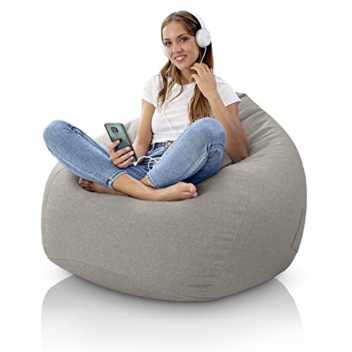 Aiire Relaxo Sitzsack XXL mit Füllung - Riesen Bean Bag Chair für Erwachsene, Jungen und Kinder - Bodenkissen Grob, Chill Sessel für Kuschelecke – Gaming Sitzsäcke Beige von Aiire