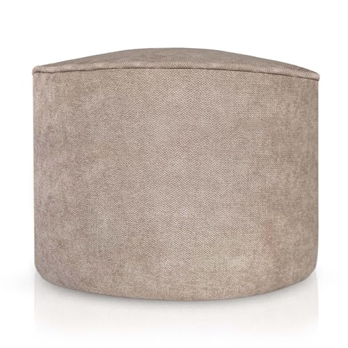 Aiire Sitzhocker Grau Runder 45x30 cm - Pouf Hocker, Sitzpouf, Hochwertiger, Pflegeleichter Sitzpuff - Sitzsack Fußstütze oder fußhocker für Wohnzimmer und Schlafzimmer Beige von Aiire