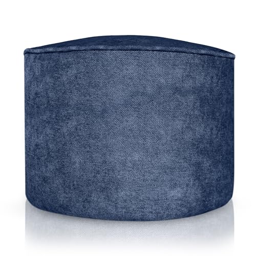 Aiire Sitzhocker Grau Runder 45x30 cm - Pouf Hocker, Sitzpouf, Hochwertiger, Pflegeleichter Sitzpuff - Sitzsack Fußstütze oder fußhocker für Wohnzimmer und Schlafzimmer Blau von Aiire