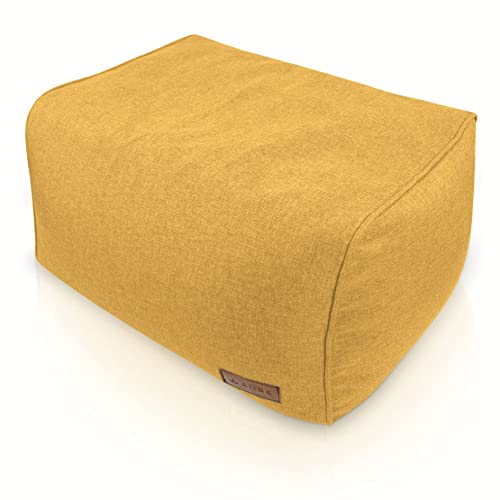 Aiire Sitzhocker rechteckiger 50x40x30 cm - Pouf Hocker, Sitzpouf, Hochwertiger, Pflegeleichter Sitzpuff - Sitzsack Fußstütze oder fußhocker für Wohnzimmer und Schlafzimmer Gelb von Aiire