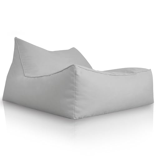 Aiire XXL Sitzsack Outdoor Modern - Riesen Bean Bag Liege mit Füllung für Garten und Pool - Bodenkissen Grob, Bodenstuhl - Outdoor Sitzsäcke für Kinder und Erwachsene Grau von Aiire