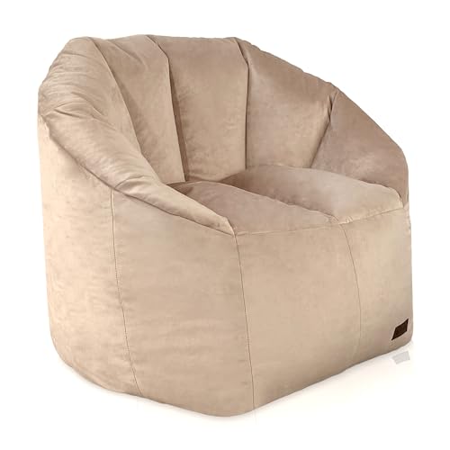 Aiire Luxus Sitzsack Sofa Erwachsene - Relaxo Bean Bag Chair Design mit Füllung für Kuschelecke - Moderner Sitzsäcke Sessel für Mädchen und Kinder aus Samt Beige von Aiire