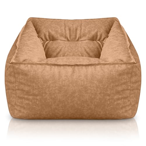 Aiire XXL Sitzsack Sofa Erwachsene - Relaxo Sitz Sack Sessel Design mit Füllung für Kuschelecke - Riesen Bean Bag Chair fur Gaming - Sitzsäcke aus Kunstleder Beige von Aiire