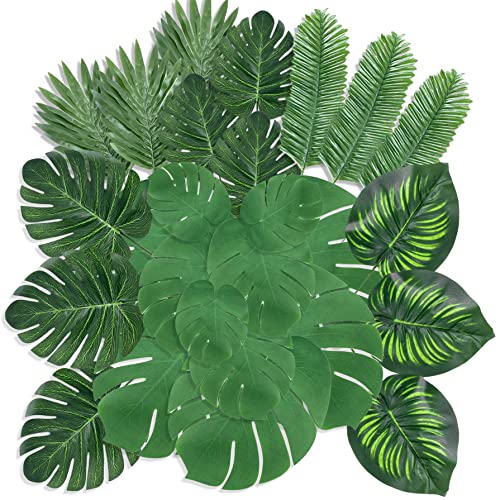 Aiishow 88 Pcs Palm-Dschungel-blätter 8 Arten Künstliche Palmenblätter Mit Stielen, Very for Tropical Jungle Party, Hawaiian-Style Party, Beach Party, or Other Tropical- Style Party Decorations von Aiishow