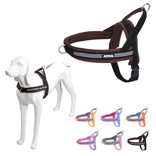 AIITLE Pet No Pull Hundegeschirr mit weicher bequemer Polsterung, ausbruchsicheres taktisches Hundewestengeschirr, schnell anzubringendes Hundewestengeschirr für mittelgroße Hunde, Schwarz-Braun, M von Aiitle