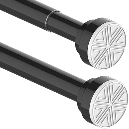 1Stück Duschstange Ohne Bohren Duschvorhangstange Teleskopstange für Schränke, Badezimmer, Kleiderschrank 115-205CM Schwarz(Durchmesser 25mm) von Aiitomg