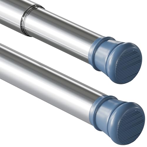 Aiitomg Gardinenstange Silber Ausziehbar Teleskopstange Vorhang Duschstange ohne Bohren Extra Dicke Duschvorhangstange Teleskop Kleiderstange für Badezimmer,Schlafzimmer Silber(110-165CM Φ32mm) von Aiitomg