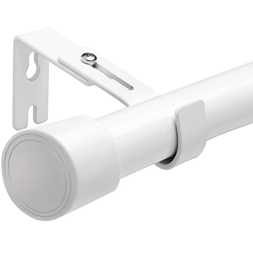 Gardinenstange Weiß Ausziehbar Vorhangstangen Verstellbare Curtain Rod Gardienenstange für Schlafzimmer, Wohnzimmer, Küche(72-220CM Φ25mm) von Aiitomg