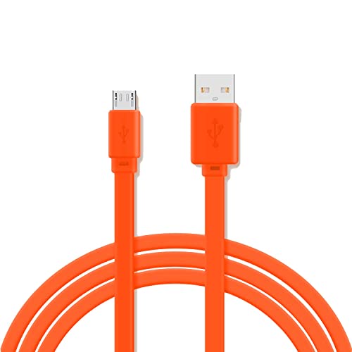 Aiivioll Ersatz Micro USB Schnellladegerät Flachkabel Kabel Kompatibel für JBL Flip 2/3/4, Charge 2/3, Pulse2,für Lautsprecher Logitech UE Boom 22AWG Android-Telefone (3,3 Fuß/Orange) von Aiivioll