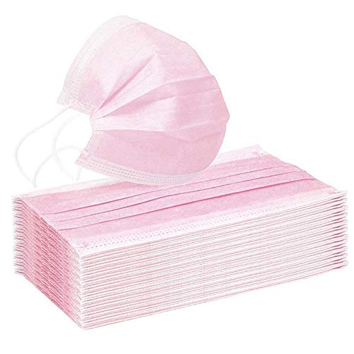 Einmal-Mundschutz Rosa 50 Stück, 3 lagig Staubschutz Staub Schutzhülle Atmungsaktive Mundbedeckung Bandana, Unisex von Aikesi