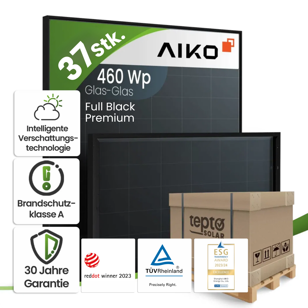 Aiko 460Wp A-MAH54Db N-Type ABC Neostar 2S+ Gen. 2 Glas-Glas Fullblack (Palette) von Aiko