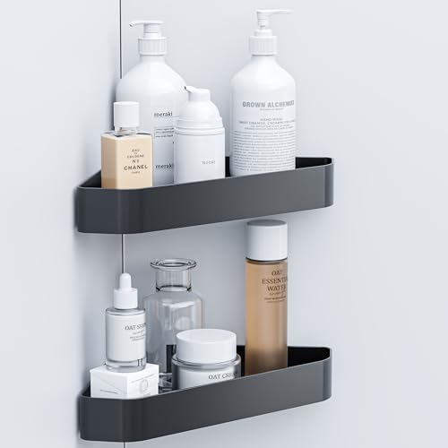 Aikzik Duschablage Ohne Bohren-2 Stück Badezimmer Organizer Eckablage, Edelstahl Duschregal für dusche aufbewahrung Shampoo und Duschgel, Schwarz von Aikzik