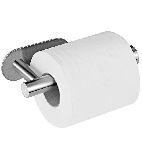 Aikzik Toilettenpapierhalter ohne Bohren, Selbstklebend Toilettenpapierrollenhalter Edelstahl Runde Klopapierhalter für Küche und Badzimmer von Aikzik