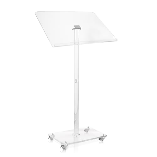 Acryl Podium, Clear Podium Stand with Wheels, Tischplatte mit verstellbarem Winkel, Transparenter Acryl Rednerpult Kirchen Kanzel Transparenter für Klassenzimmer, Kirche, Hochzeiten, Rede Acryl Podium, Clear Podium Stand with Wheels, Tischplatte mit verstellbarem Winkel, Transparenter Acryl Rednerpult Kirchen Kanzel Transparenter für Klassenzimmer, Kirche, Hochzeiten, Rede von AilZylphera